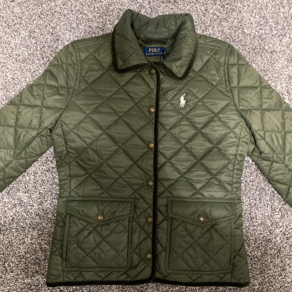 RALPH LAUREN Polo Women’s Cropped Barn Jacket in Expedition Olive Green SZ Small